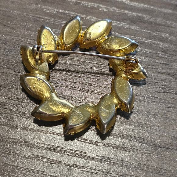 Vintage Aurora Borealis AB Rhinestone Navette Wreath Brooch - Picture 3 of 4